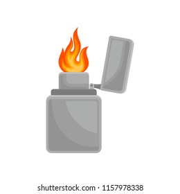 Lighter with burning flame vector Illustration on a white background