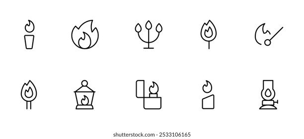 Lighter, candle, match, matches, fire related icon editable Stroke and Suitable for Web Page, Mobile App, UI, UX design.