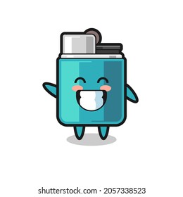 lighter cartoon character doing wave hand gesture , cute design
