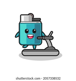 lighter cartoon character walking on the treadmill , cute design