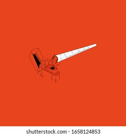 it's a lighter and a cigarette on a red background