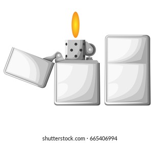 Lighter cigarette lighter set. Realistic style. Web site page and mobile app design vector element.