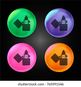 Lighter crystal ball design icon in green - blue - pink and orange.