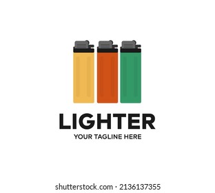 lighter different color set logo design. Plastic transparent classic lighter vector design and illustration.