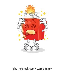 the lighter dizzy head mascot. cartoon vector