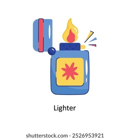 Lighter doodle vector outline Sticker. EPS 10 file
