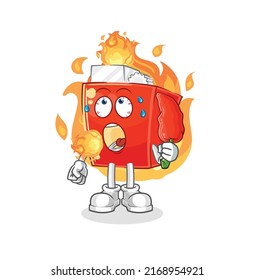 the lighter eat hot chilie mascot. cartoon vector