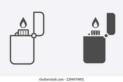 Lighter filled and outline vector icon sign symbol