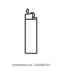 Icono de línea simple con llama de fuego más clara. Diseño de icono de encendedor de gas, símbolo, logotipo, ilustración de vector de icono más ligero en el estilo de línea aislado en fondo blanco.
