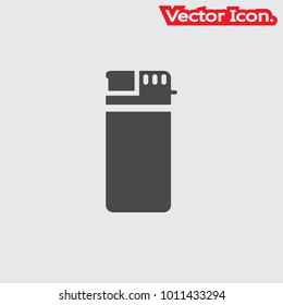 lighter with fire icon isolated sign symbol and flat style for app, web and digital design. Vector illustration.