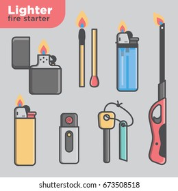 Lighter Fire Starter Icon Set