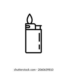Más claro con el icono de la línea delgada contra incendios. Producto promocional. Ilustración vectorial moderna.