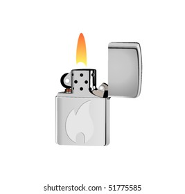 Lighter with flame