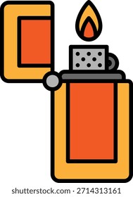 Lighter with Flame Icon Illustration