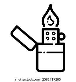 Lighter Flame Outline Icon Isolated On White Background