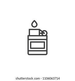 Lighter and flame outline icon. linear style sign for mobile concept and web design. Open lighter simple line vector icon. Symbol, logo illustration. Pixel perfect vector graphics