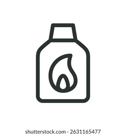 Lighter fluid line icon, charcoal lighter fluid vector symbol with editable stroke