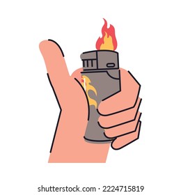 lighter in a hand icon isolated