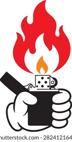 Lighter in hand igniting