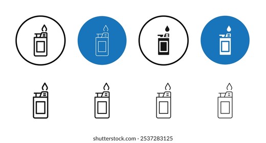 Lighter icon Black line art vector logo set