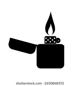 Ícone mais leve, ícone de acendedor, ícone de acendedor de cigarro, ilustração vetor plana design simples.