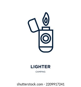 lighter icon from camping collection. Thin linear lighter, equipment, fuel outline icon isolated on white background. Line vector lighter sign, symbol for web and mobile