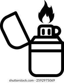 Lighter icon. fire lighter icon Black line art vector
