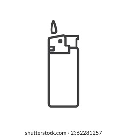 Lighter icon, Lighter fire flame simple line icon. Symbol, logo, lighter icon vector illustration in line style isolated on white background.