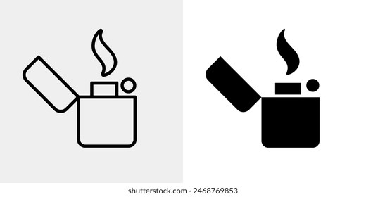 Lighter icon. Flaming benzine lighter vector illustration isolated. Classic design pictogram.