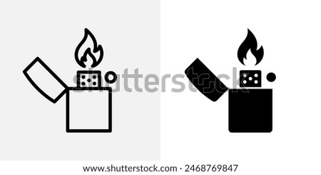 Lighter icon. Flaming cigarette lighter vector illustration isolated. Classic design pictogram.