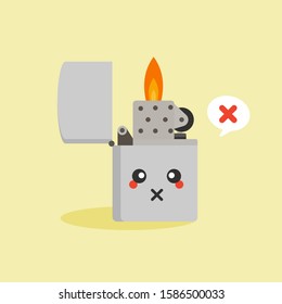 Lighter icon. Flat illustration of lighter vector icon for web design. Risk and dangerous about fire or flame. warning for Flammable