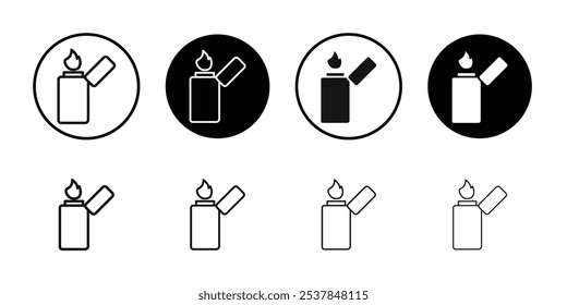 Lighter icon Flat simple outline set