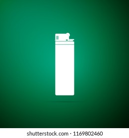Lighter icon isolated on green background. Flat design. Vector Illustration