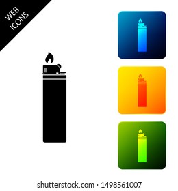 Lighter icon isolated. Set icons colorful square buttons. Vector Illustration