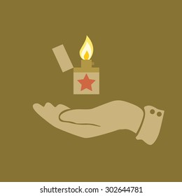 Lighter icon on hands
