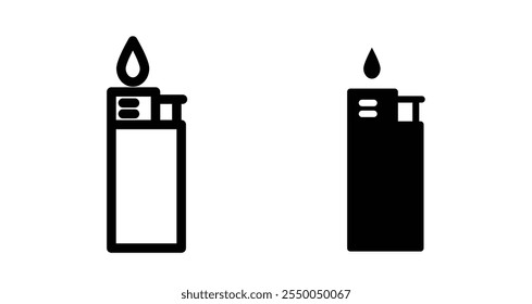 Lighter Icon set in black filled and line.