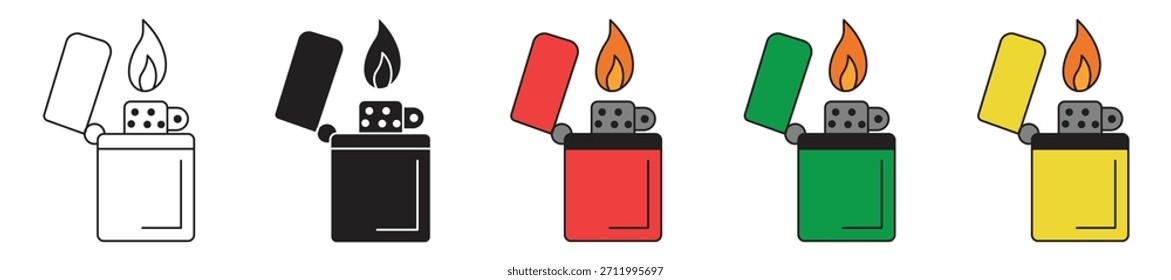 Lighter icon set, vector illustration of lighter icons with white background.