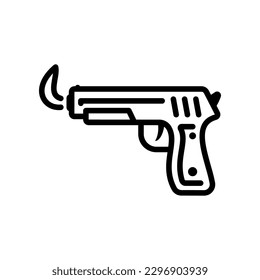Leuchtendes Symbol. Leichter stilisiert als Pistole. Vektorsymbol in einfachem Stil einzeln auf weißem Hintergrund.