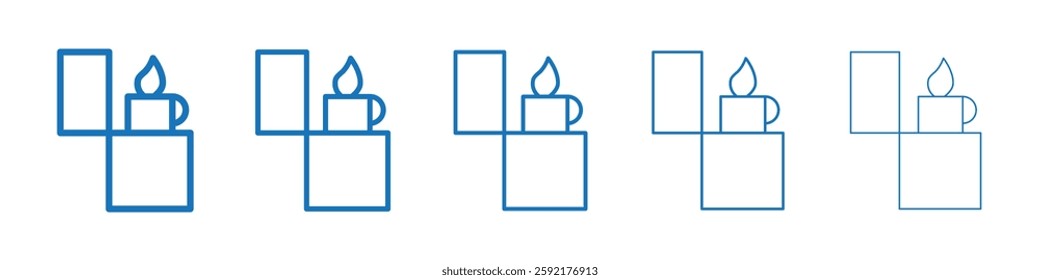 Lighter icon Symbol collection thin outline set