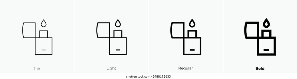 lighter icon. Thin, Light Regular And Bold style design isolated on white background