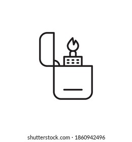 lighter icon vector outline design. camping equipment line icon. isolated on white background