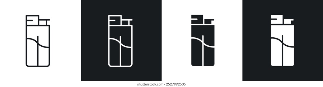 Lighter icon vector icon set black filled and outlined style.