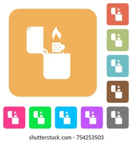 Lighter icons flat icons on rounded square vivid color backgrounds.