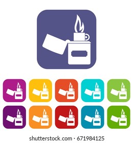 Lighter icons set vector illustration in flat style In colors red, blue, green and other
