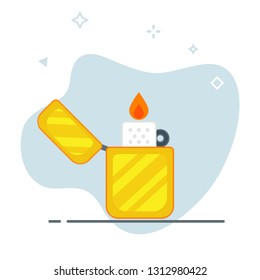 Lighter illustration concept. Lighter icon in flat design. Lighter and fire concept.