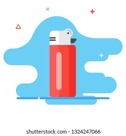 Lighter illustration concept. Lighter icon in flat design. Lighter and fire concept.