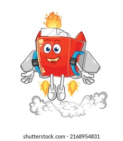 das Feuerzeug mit Jetpack-Maskottchen. Cartoon-Vektorgrafik