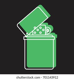 Lighter in line with color silhouette style icon vector illustration for design and web isolated on black background. Lighter vector object for labels