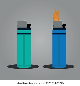 lighter, manual gas lighter with a burning flame