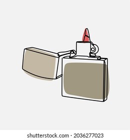 Lighter Match Oneline Continuous Line Art Premium Vector